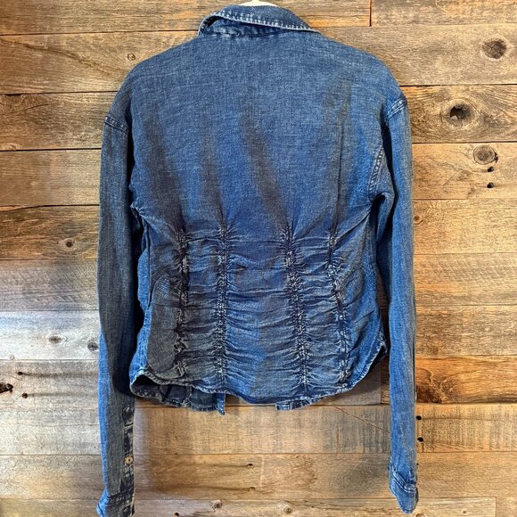 Pilcro Ruched Denim Blouse in XS NWT - Picture 7 of 8